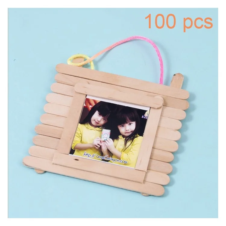 100Pcs Natural Wooden Ice Cream Freezer Pop Sticks for Ice Cream Bars, Length: 4.5-inch