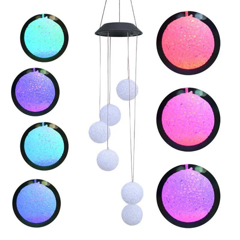 Hanging Solar Wind Chime Light Powered LED Light Color Changing Garden Outdoor Decor Lamp
