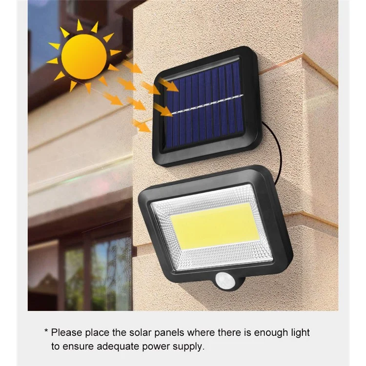 Luz de seguridad nocturna solar de 100 LED COB para exteriores, luz de pared para jardín