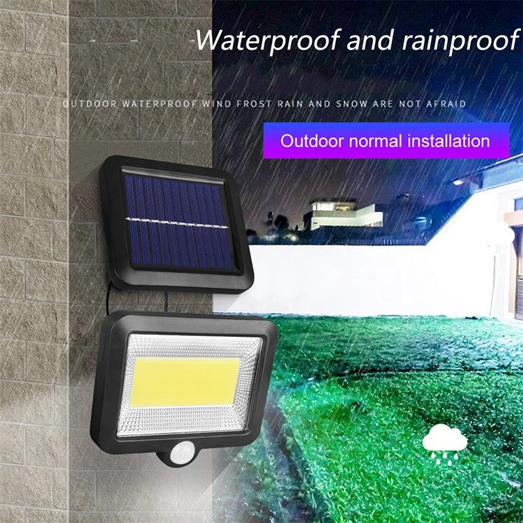 Luz de seguridad nocturna solar de 100 LED COB para exteriores, luz de pared para jardín