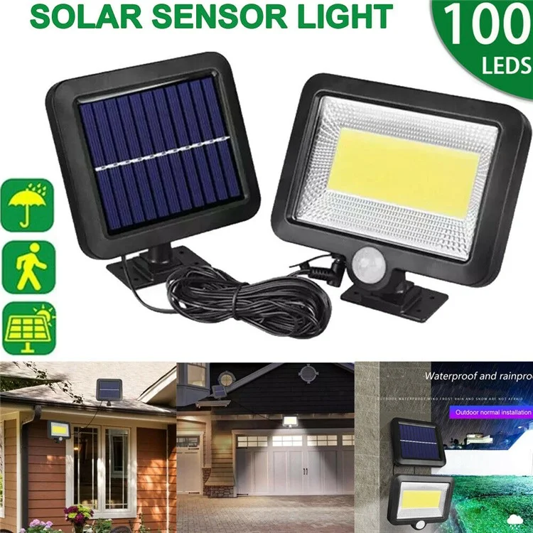 100-LED COB Solar Security Night Light Outdoor Garden Wall Light