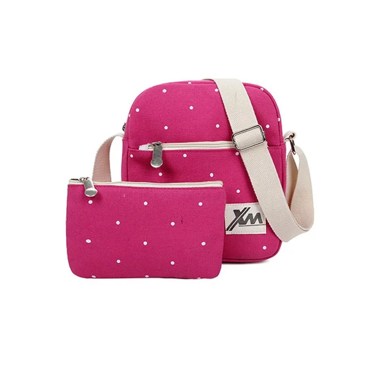 Polka Dots Printing Three-piece Suit School Bags Backpack - Rose