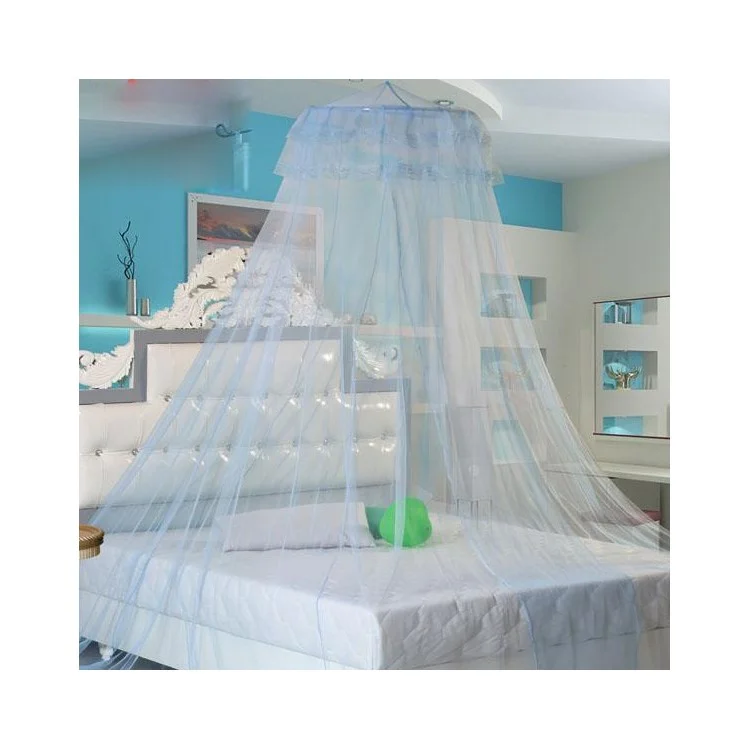 Princess Round Elegant Lace Bed Canopy Mosquito Net - Blue