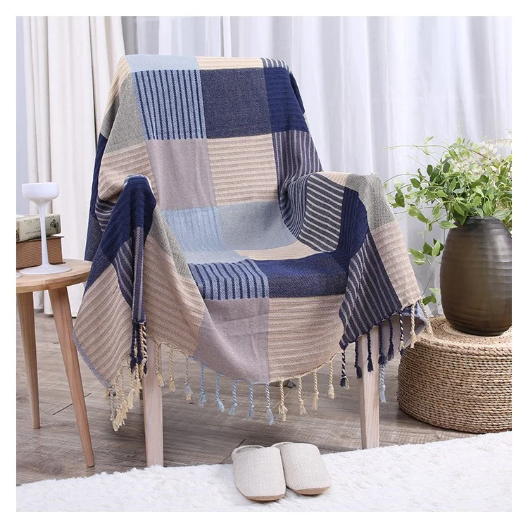Chenille Jacquard Sofa Cover Towel Chair Blanket 220 x 260cm - Stripes and Grids
