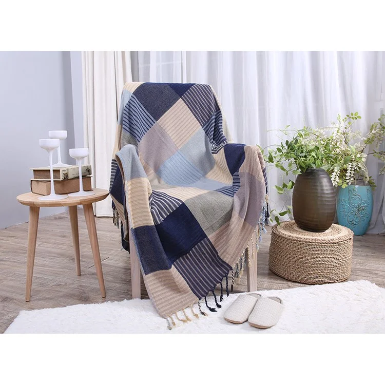 Chenille Jacquard Sofa Cover Towel Chair Blanket 220 x 260cm - Stripes and Grids