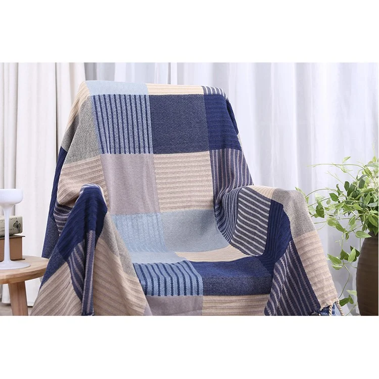 Chenille Jacquard Sofa Cover Towel Chair Blanket 220 x 260cm - Stripes and Grids