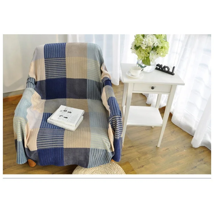 Chenille Jacquard Sofa Cover Towel Chair Blanket 220 x 260cm - Stripes and Grids