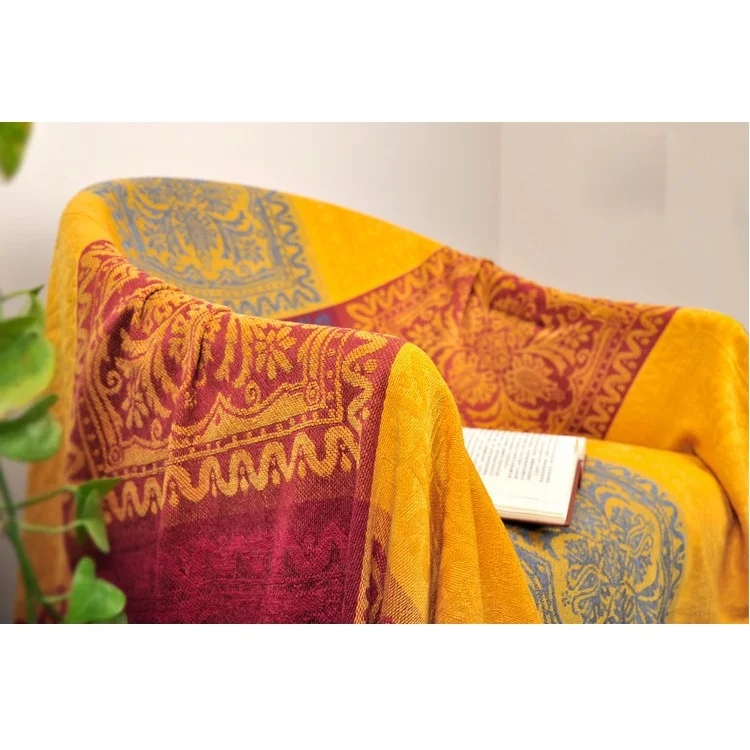 Chenille Jacquard Sofa Towel Blanket Chair Cover 220 x 260cm - Ethnic Style Pattern
