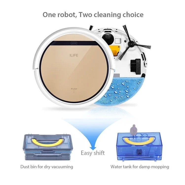 ILIFE 0.3L V5S Robot Vacuum Cleaner with Water Tank for Damp Moping - EU Plug