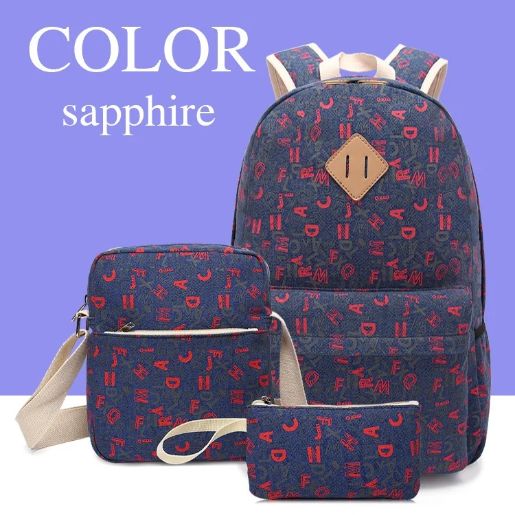 Composite Bag Canvas Laptop Bag Shoulder Bag Handbag 3 in 1 - Dark Blue