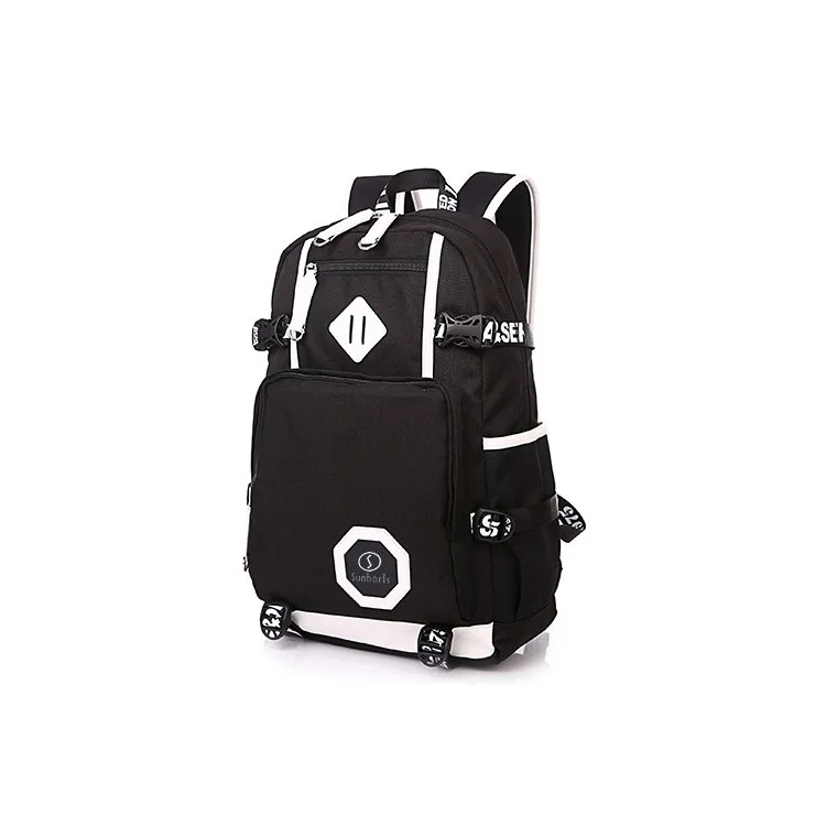 Fashion Student Backpack Daypack Travel Laptop Bag - Black