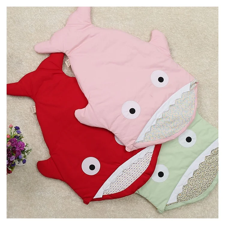 Cute Shark Bites 100% Cotton Baby Sleeping Bag Newborn Sacks Swaddling Blanket - Pink