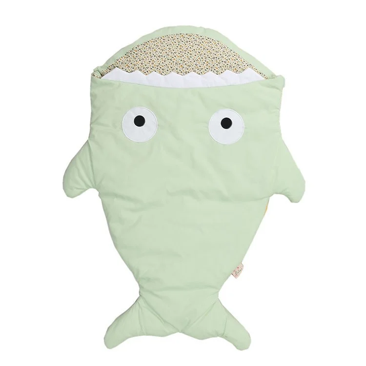 Cute Shark Bites 100% Cotton Baby Sleeping Bag Newborn Sacks Swaddling Blanket - Green