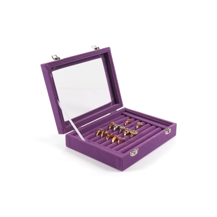 Wooden Jewelry Box Storage Organizer Case Holder with 24 Section - Purple