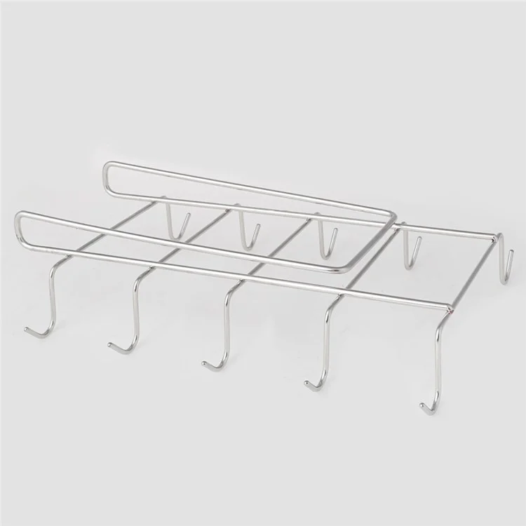 Stainless Steel Under-the-Shelf 10 Hook Mug Rack Holder - Shelf Thickness 1.3cm