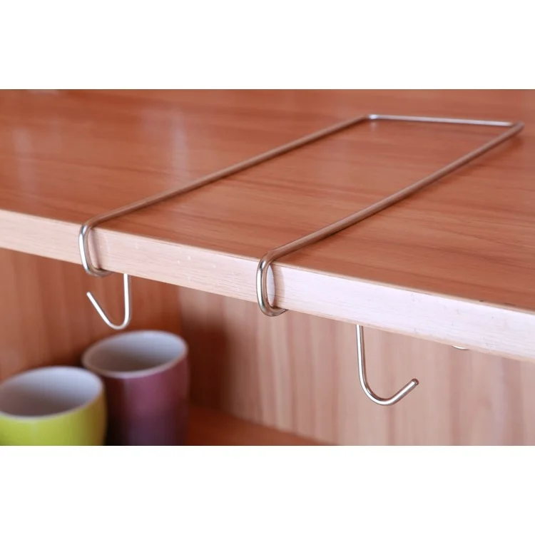 Under-the-Shelf 10 Hook Durable Stainless Steel Mug Rack Holder - Shelf Thickness 2.8cm