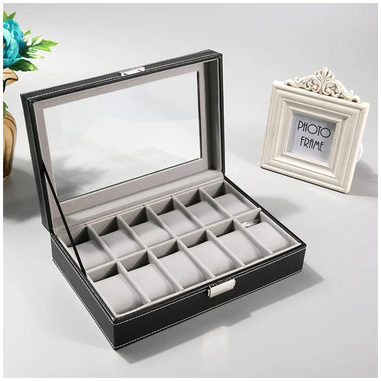 12 Slots Leather Watch Display Storage Organizer Case