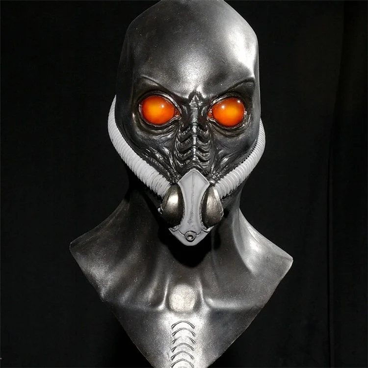 Creepy Halloween Latex Head Wig Face Mask Masquerade Oxygen Mask