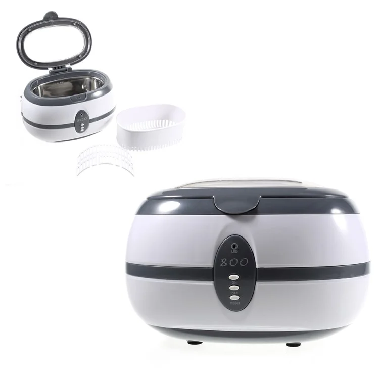VGT-800 Mini Household Ultrasonic Cleaner Stainless Steel Tank for Jewelry Glasses Watchband - EU Plug