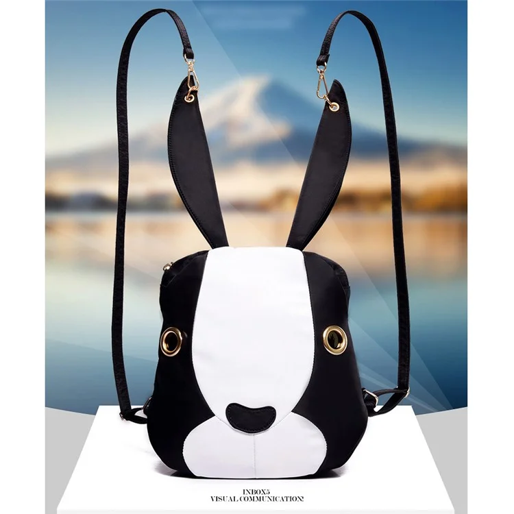 Big Ears Bunny Shape Backpack Leisure Nylon Rucksack - White