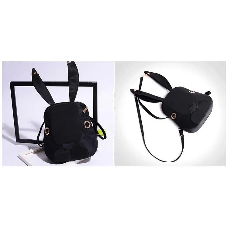 Big Ears Bunny Shape Backpack Leisure Nylon Rucksack - White