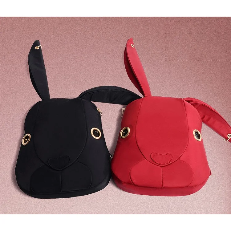 Fashion Big Ears Rabbit Girls Backpack Leisure School Bag - Red