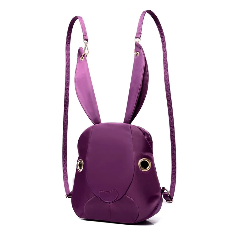 Girls Nylon Cute Cartoon Rabbit Children Backpack School Bag - Purple