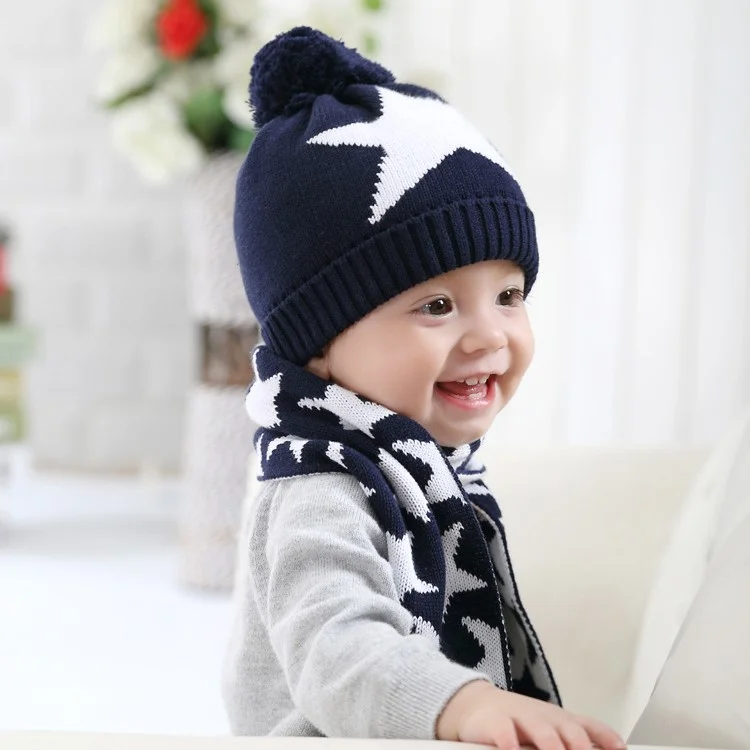 3Pcs/Set Baby Kids Knitted Warm Hat Gloves Scarf Set - S