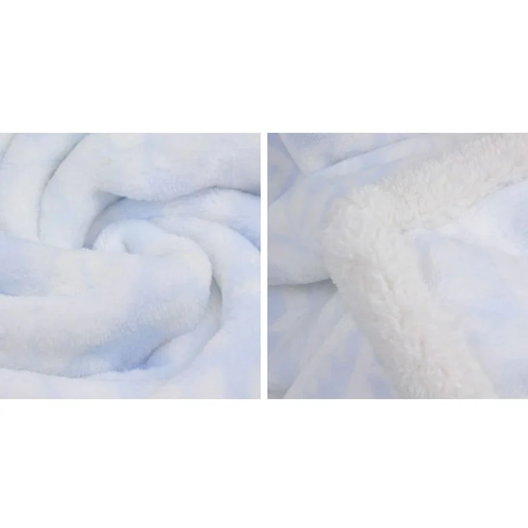 Baby Super Soft Flannel Fleece Crib Blanket Double Sides Printed - Blue Snowflake