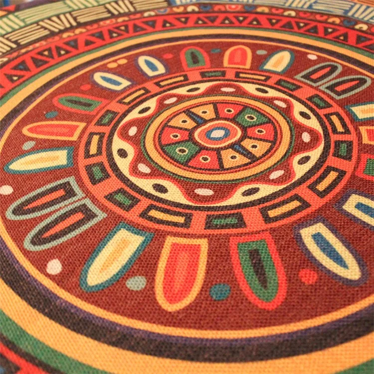 Cotton Linen 140 x 140cm Dining Living Room Table Cover - Indian Compass Pattern