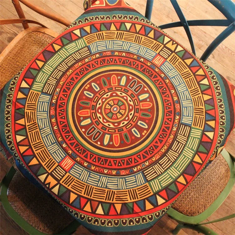 Cotton Linen 140 x 140cm Dining Living Room Table Cover - Indian Compass Pattern