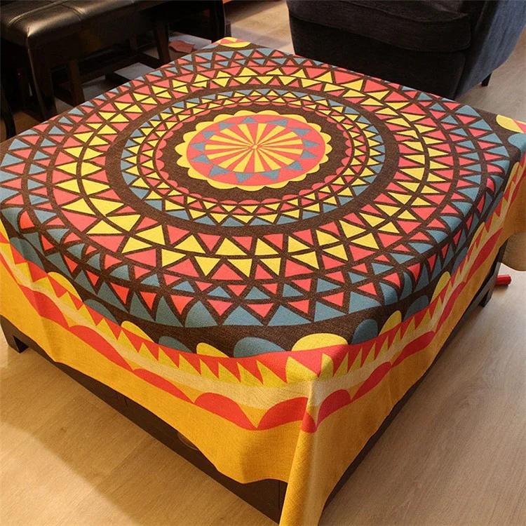 Square Cotton Linen Tablecloth Dining Living Room Table Cover - Bohemia Pattern