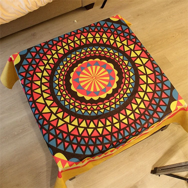Square Cotton Linen Tablecloth Dining Living Room Table Cover - Bohemia Pattern