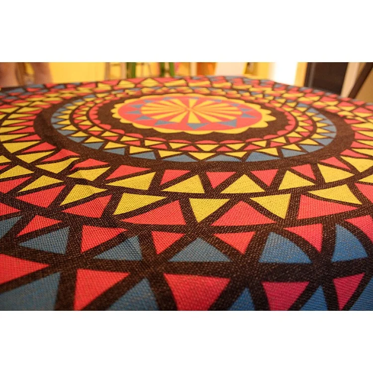 Square Cotton Linen Tablecloth Dining Living Room Table Cover - Bohemia Pattern