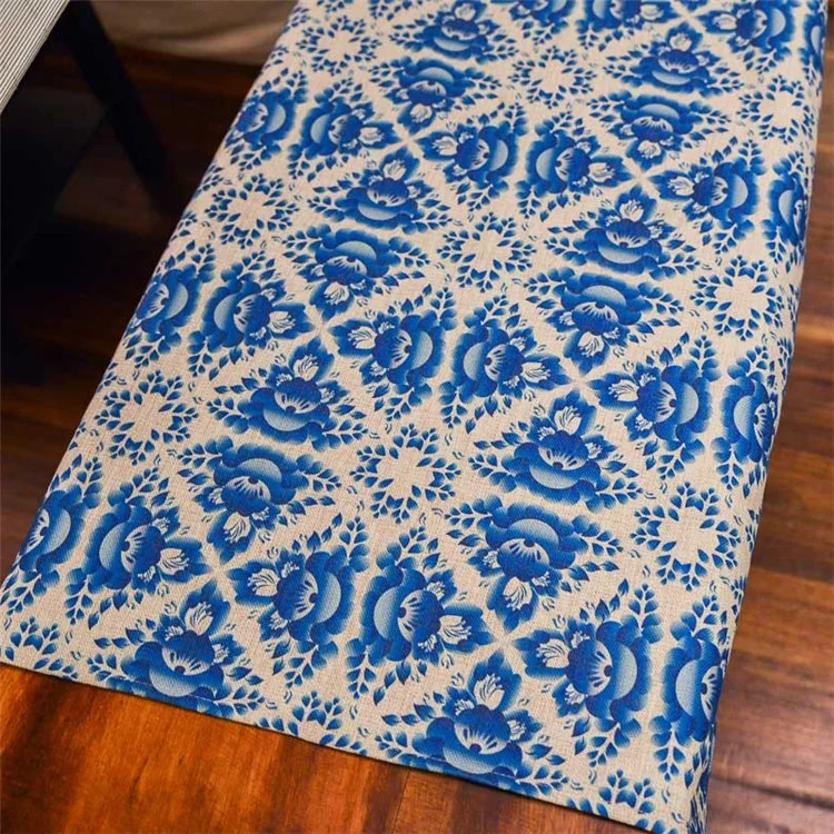 Cotton Linen Tablecloth 140 x 140cm Square Table Cover - Blooming Flower