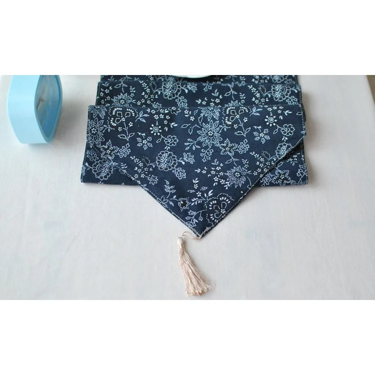 180 x 30cm Flora Pattern Blue Cotton Linen Table Runner Tablecloth Cover Top Deco