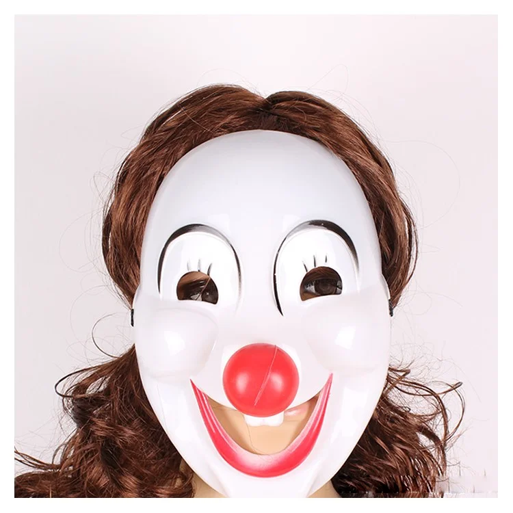 Plastic Women Clown Mask Prop for Halloween Costume Party
