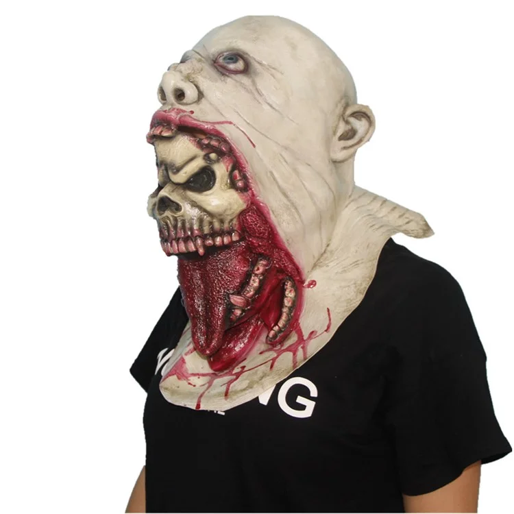 Halloween Scary Realistic Bloody Vampire Latex Face Mask Cosplay Movie Prop - Beige