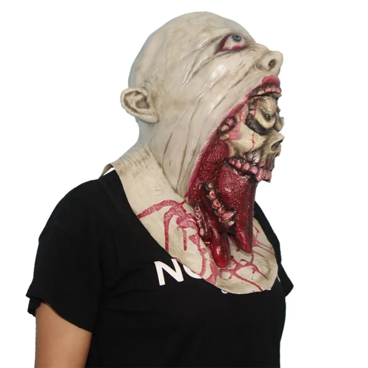 Halloween Scary Realistic Bloody Vampire Latex Face Mask Cosplay Movie Prop - Beige