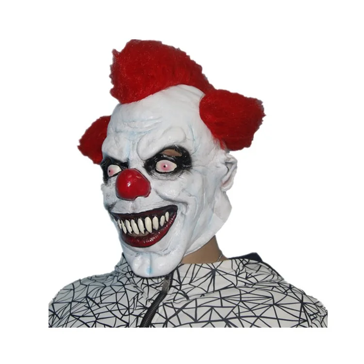 Red Wig Hair Scary Halloween Clown Costume Mask