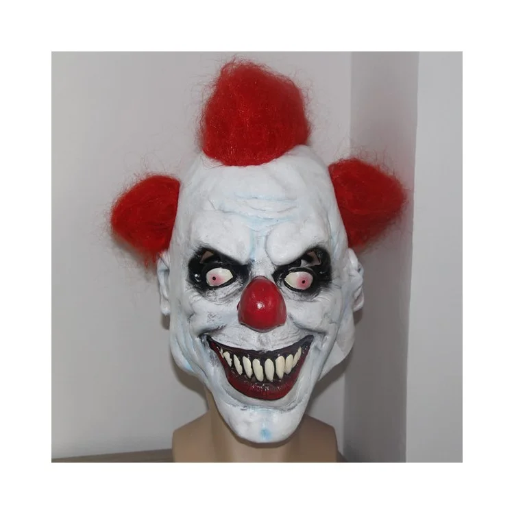 Red Wig Hair Scary Halloween Clown Costume Mask
