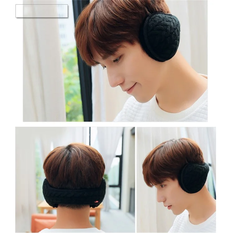 Winter Foldable Unisex Plush Ear Muffs Wind-proof Earshield - Black