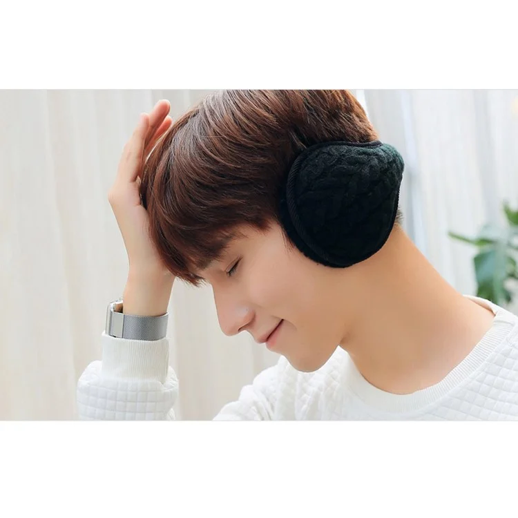Winter Foldable Unisex Plush Ear Muffs Wind-proof Earshield - Black