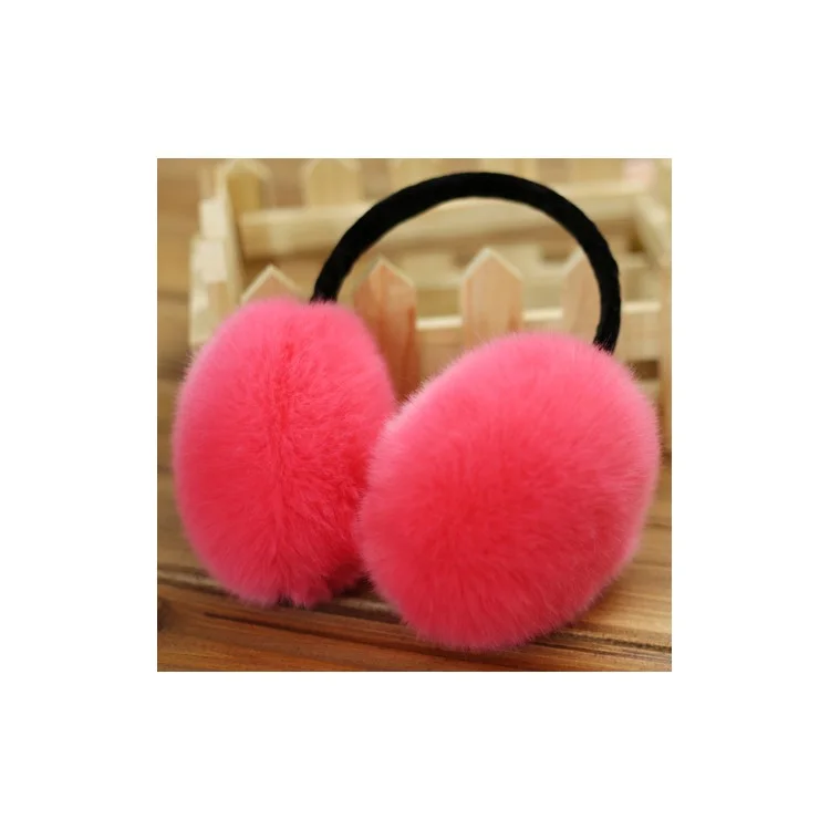 Fluffy Folding Ear Warmers Plush Earmuffs Winter Accessory - Red