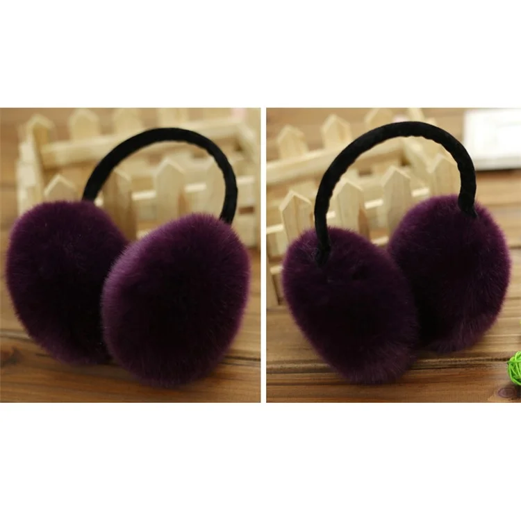 Folding Plush Earmuffs Ear Warmers Winter Accessory - Purple
