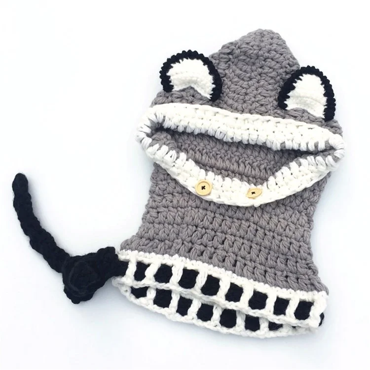 Baby Kids Warm Winter Hat Woolen Earflap Hood Hat with Ears - Grey