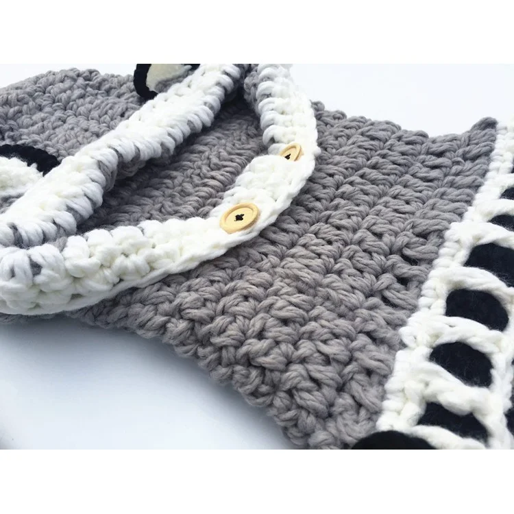 Baby Kids Warm Winter Hat Woolen Earflap Hood Hat with Ears - Grey