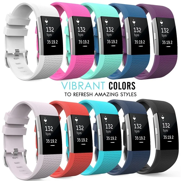 10pcs/set Soft Silicone Stylish Wrist Watchband Strap for Fitbit Charger 2