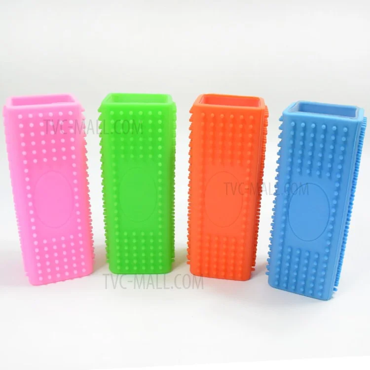 Silicone Pets Shedding Hair Remover Brush Grooming Tool for Puppy Dogs Cats - Pink