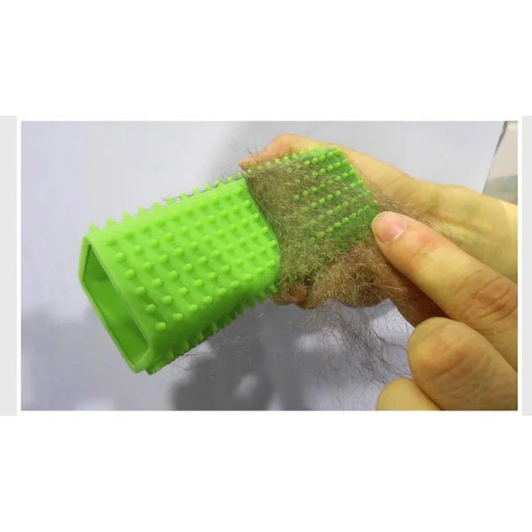 Silicone Puppy Dogs Cats Shedding Hair Remover Brush Grooming Tool - Green